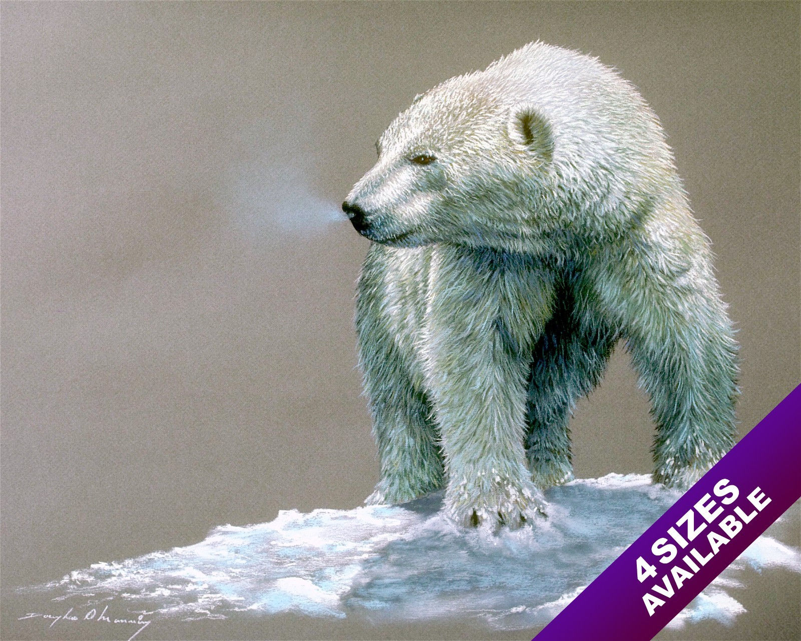 POLAR BEAR WILD ANIMAL PAINTING ARCTIC ICE WILDERNESS ART REAL CANVAS PRINT