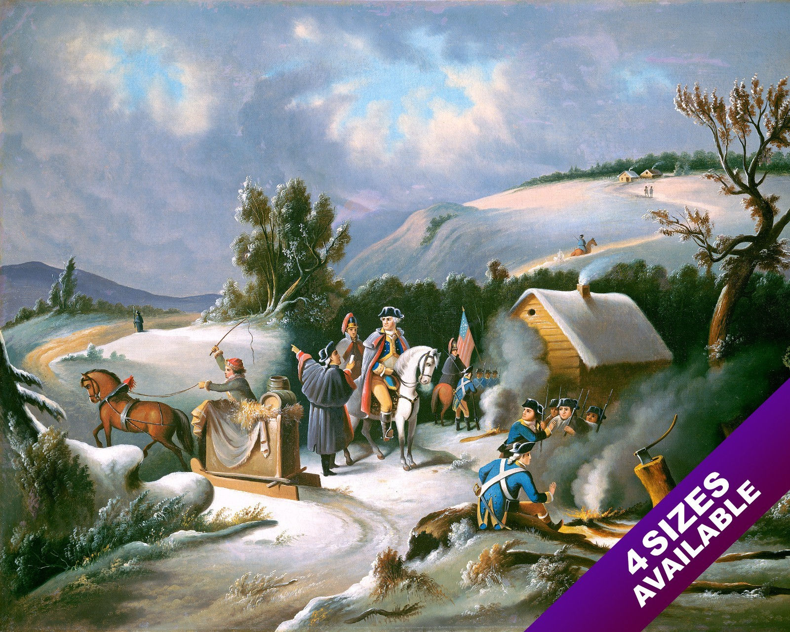 GEORGE WASHINGTON WINTER AT VALLEY FORGE US REVOLUTION PAINTING ART CANVAS PRINT