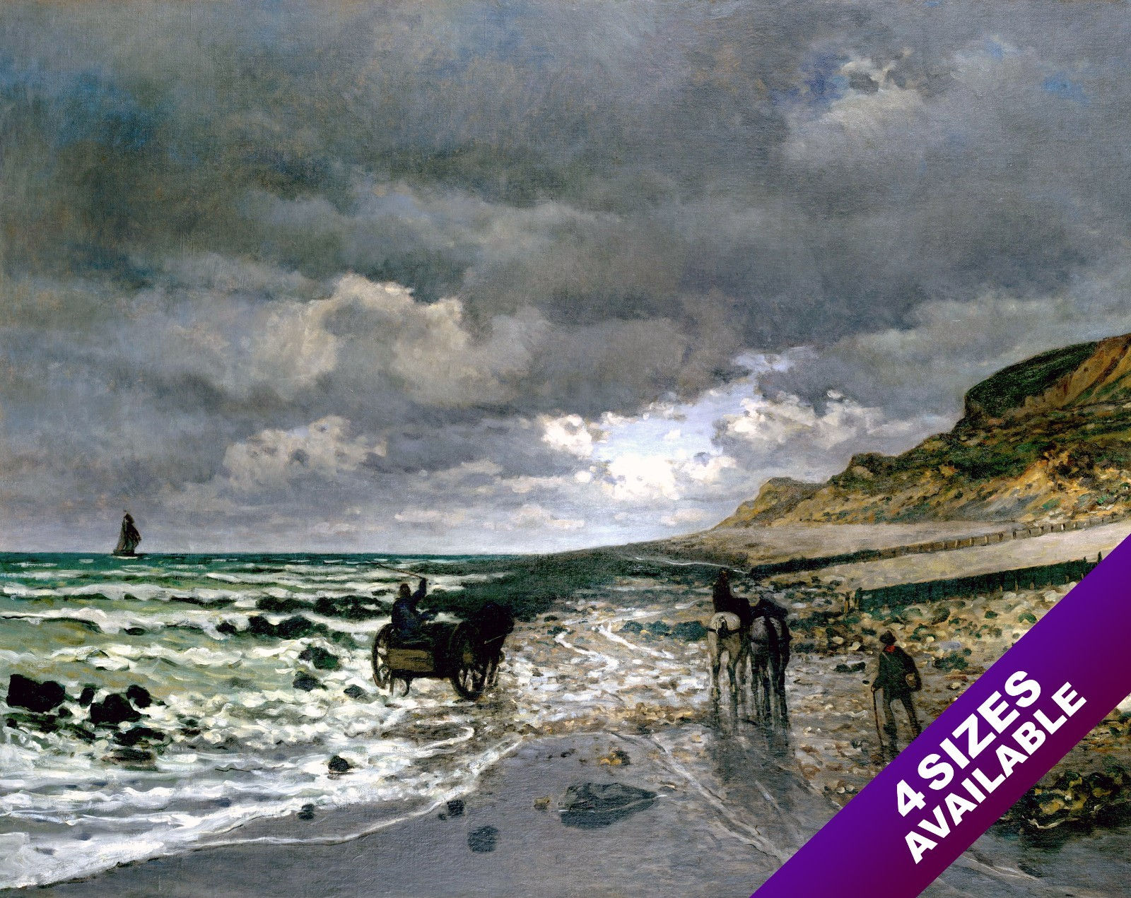 POINTE DE LA HEVE LOW TIDE CLAUDE MONET PAINTING ART REAL CANVAS PRINT