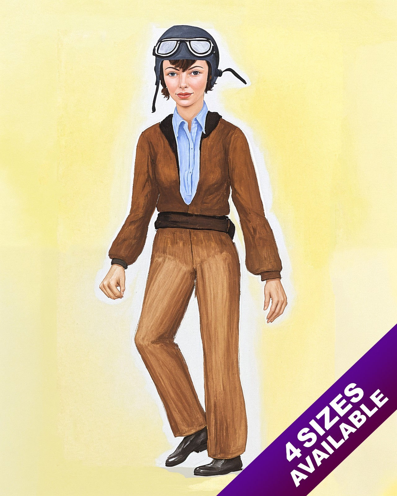 AMELIA EARHART WOMAN PILOT AVIATION PAINTING REAL CANVAS ART PRINT