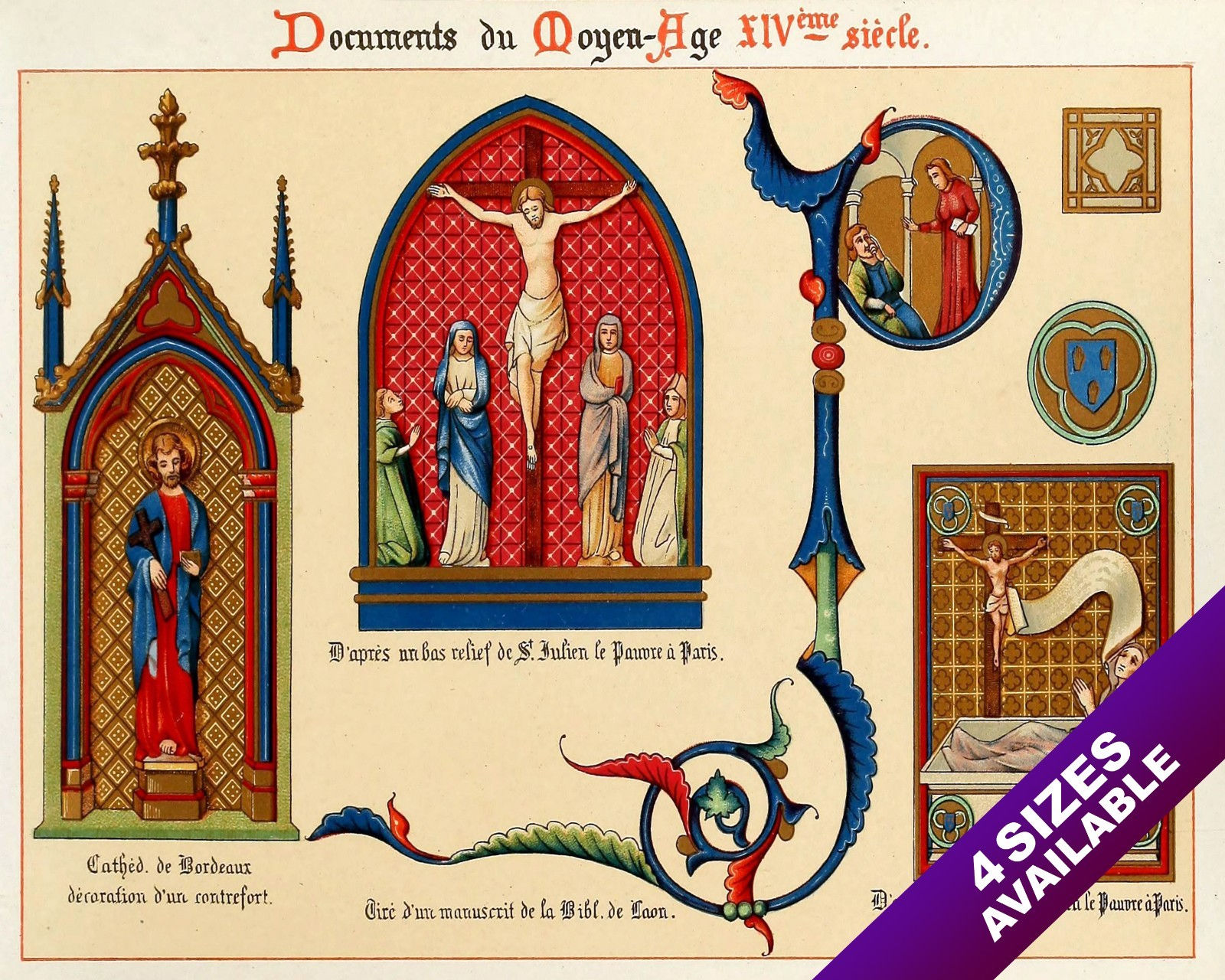 FRENCH CATHOLIC CHRISTIAN BIBLE SCENES & SAINTS MOTIFS ART REAL CANVAS PRINT