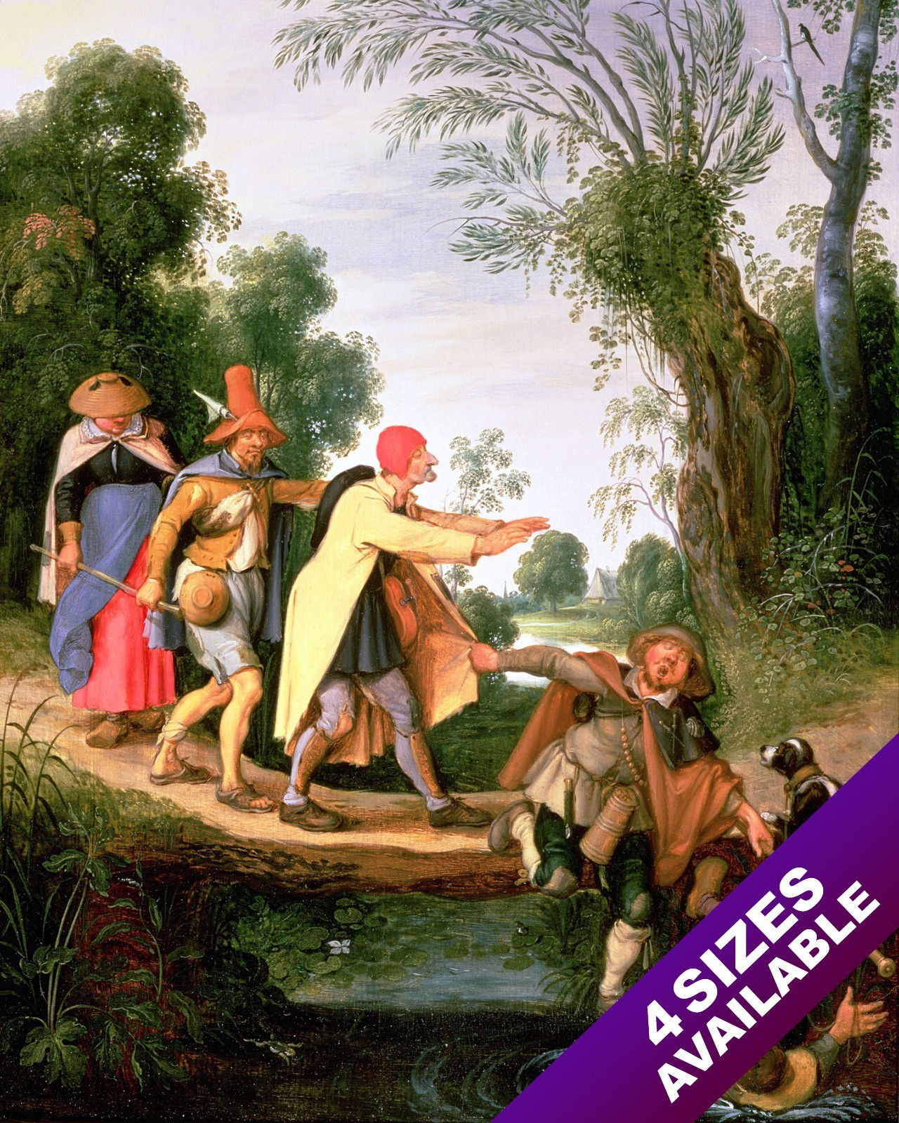 BLIND LEADING THE BLIND PAINTING CHRISTIAN BIBLE HISTORY ART REAL CANVAS PRINT