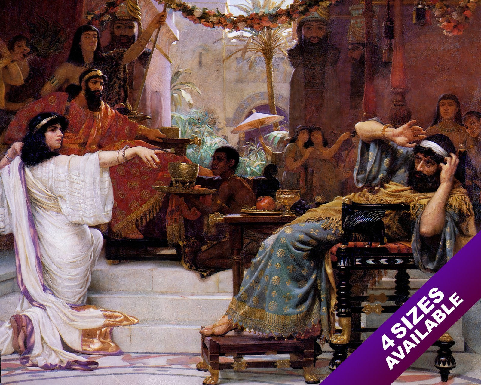 ESTHER DENOUNCING HAMAN OLD TESTAMENT PAINTING BIBLE ART REAL CANVAS PRINT