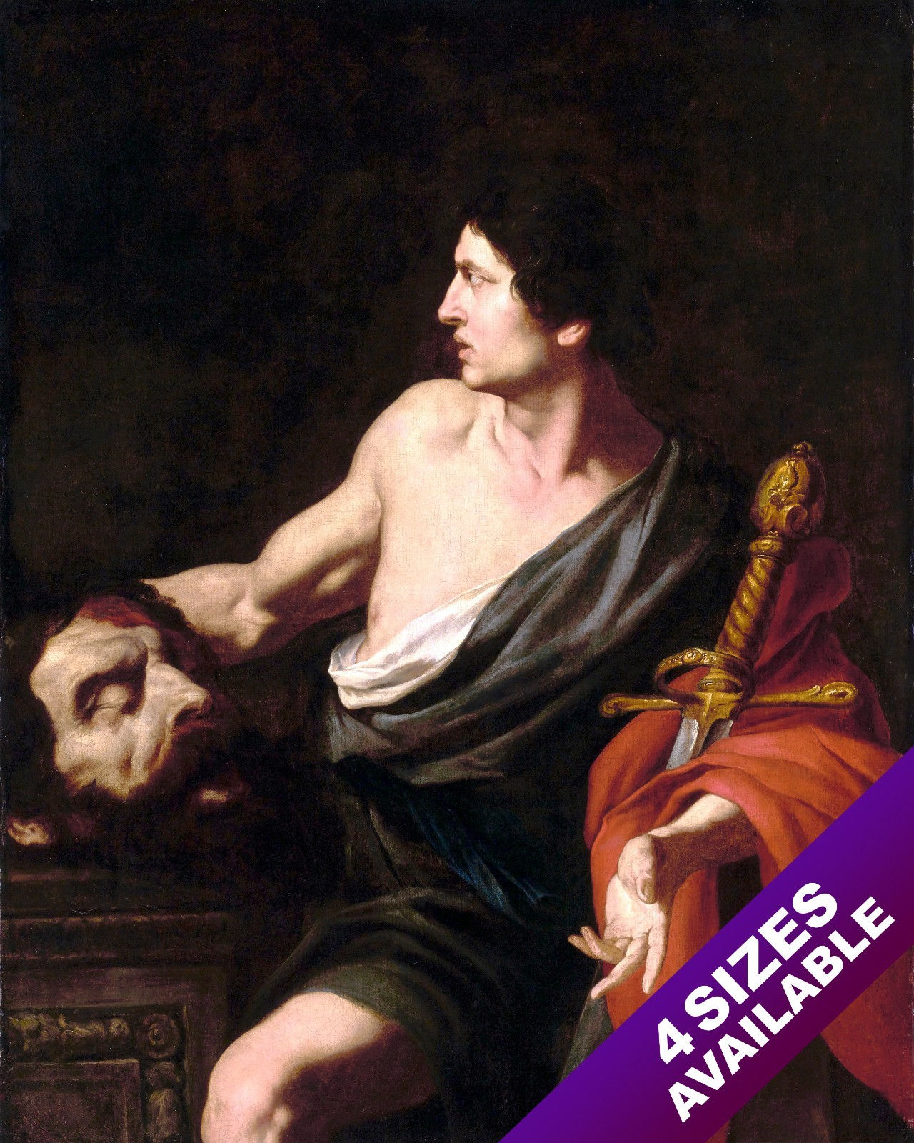 DAVID AND THE HEAD OF GOLIATH PAINTING CHRISTIAN BIBLE ART REAL CANVAS PRINT