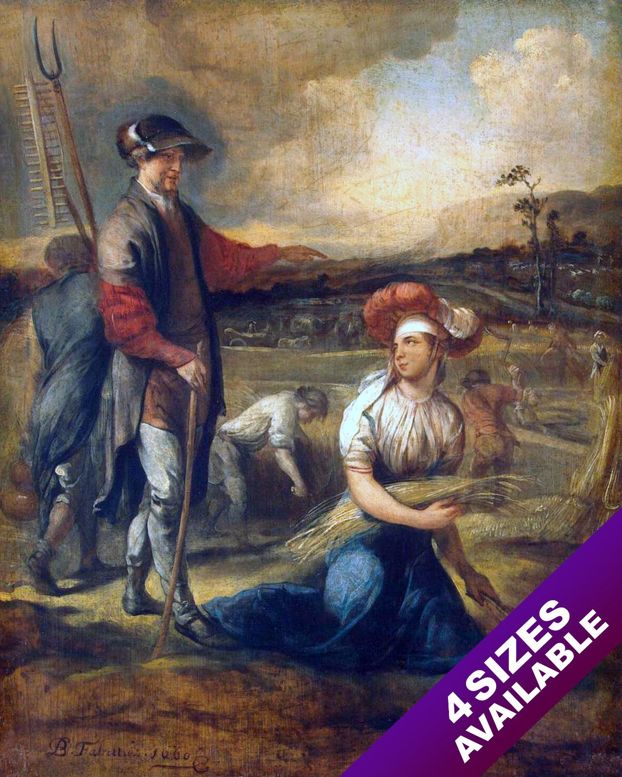 RUTH & BOAZ IN THE FIELDS PAINTING OLD TESTAMENT BIBLE ART REAL CANVAS PRINT