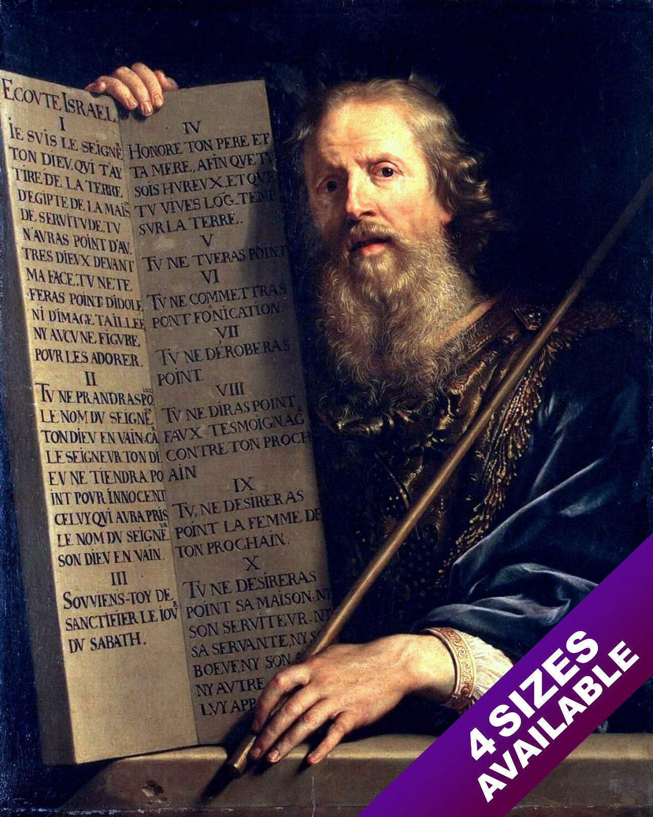 MOSES & THE TEN COMMANDMENTS JUDAIC LAW PAINTING TORAH BIBLE ART CANVAS PRINT