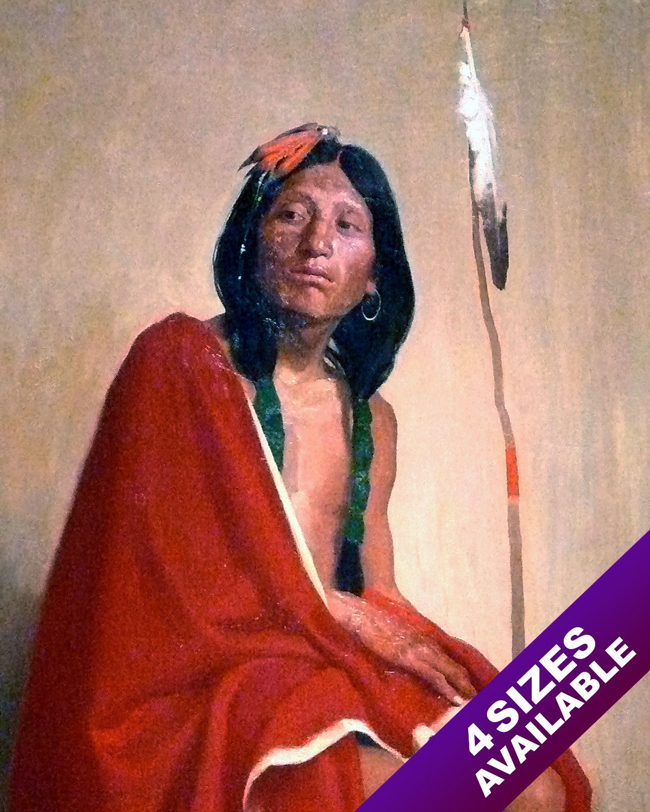 ELK FOOT TAOS NATIVE AMERICAN INDIAN TRIBE PAINTING ART REAL CANVAS PRINT