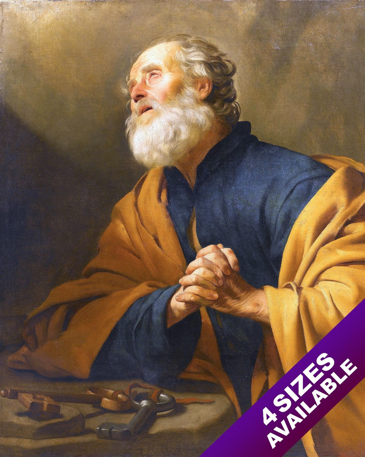 PENITENT SAINT PETER THE APOSTLE PAINTING CHRISTIAN BIBLE ART REAL CANVAS PRINT