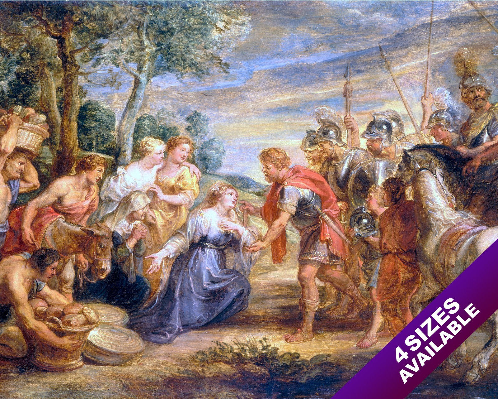 KING DAVID MEETING ABIGAIL OLD TESTAMENT BIBLE PAINTING ART REAL CANVAS PRINT