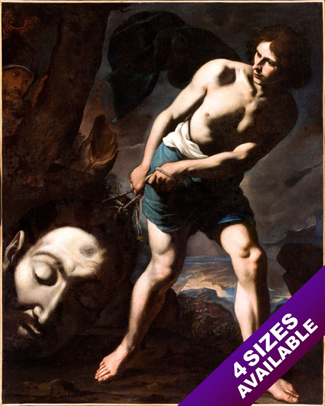 YOUNG DAVID & GOLIATH GIANT HEAD PAINTING CHRISTIAN BIBLE ART REAL CANVAS PRINT
