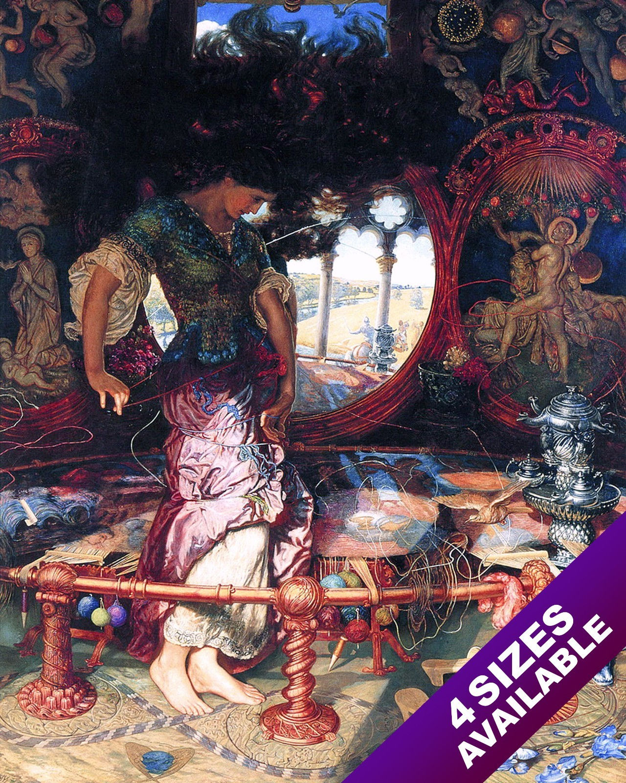MEDIEVAL LADY OF SHALOTT ALFRED TENNYSON POEM PAINTING ART REAL CANVAS PRINT