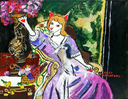 "A Cat in a Lilac Dress with Flowers" by Ruby Bradford