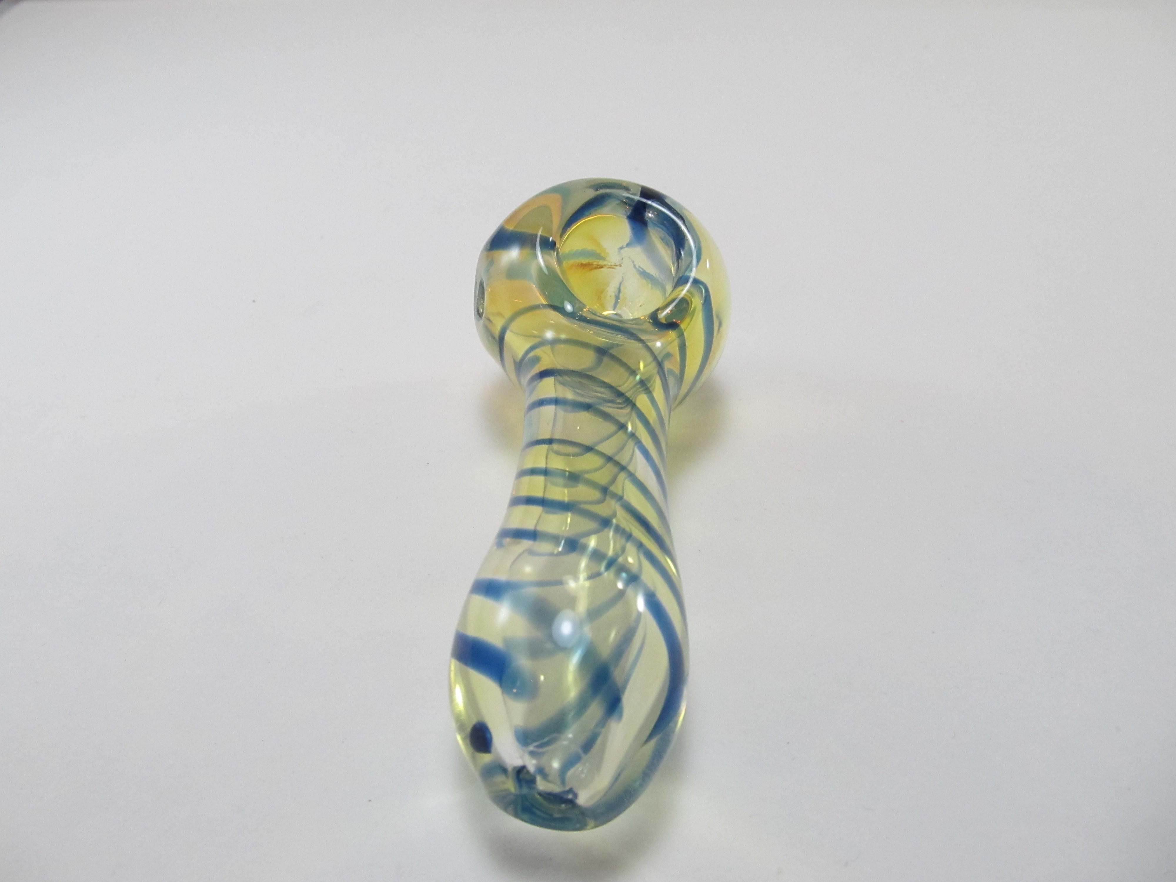 Wide Mouth Blue Spiral Hand Pipe