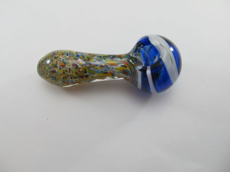 Thumbnail: Rainbow Speckle Blue Striped Hand Pipe