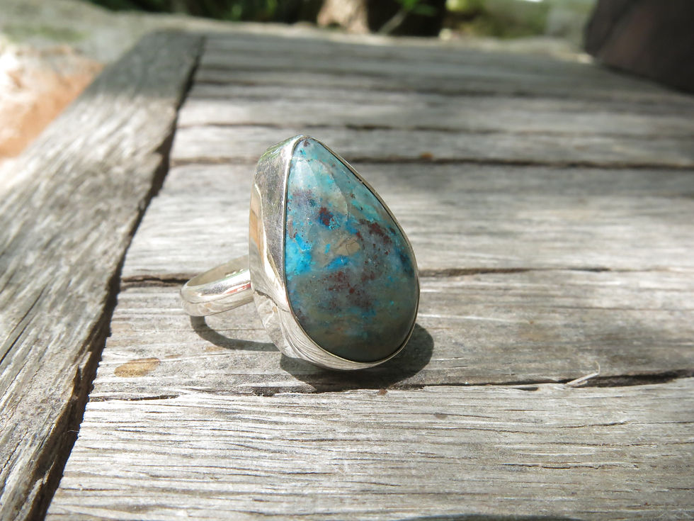 Thumbnail: Tear drop, simple and unique Chrysocolla ring 3