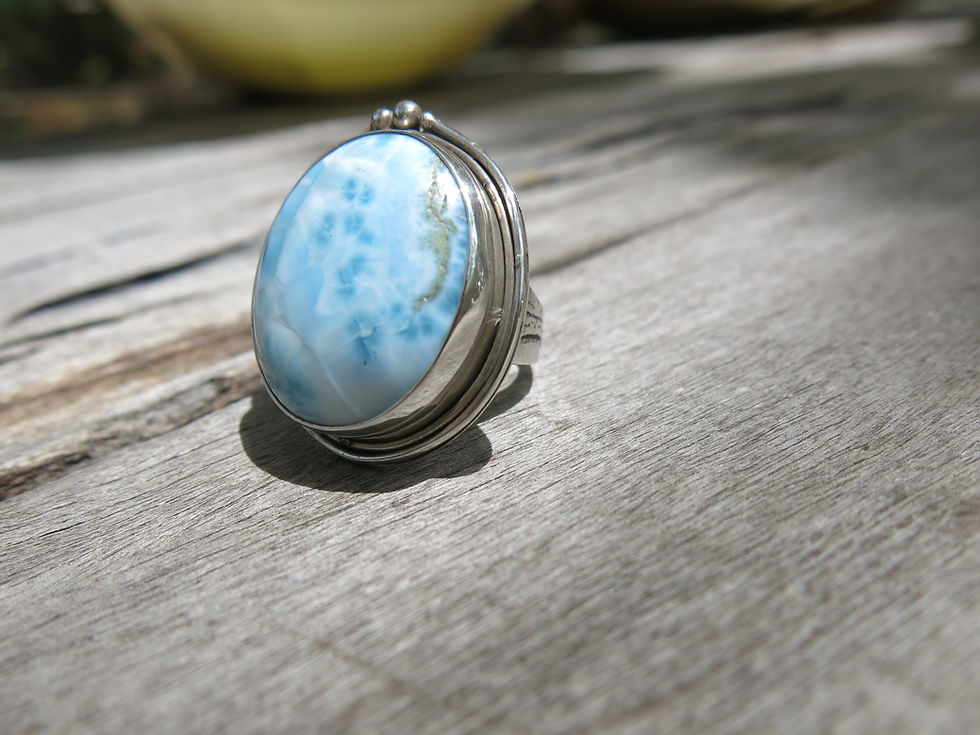 Thumbnail: Absolutely stunning piece of round Larimar with textured band
4