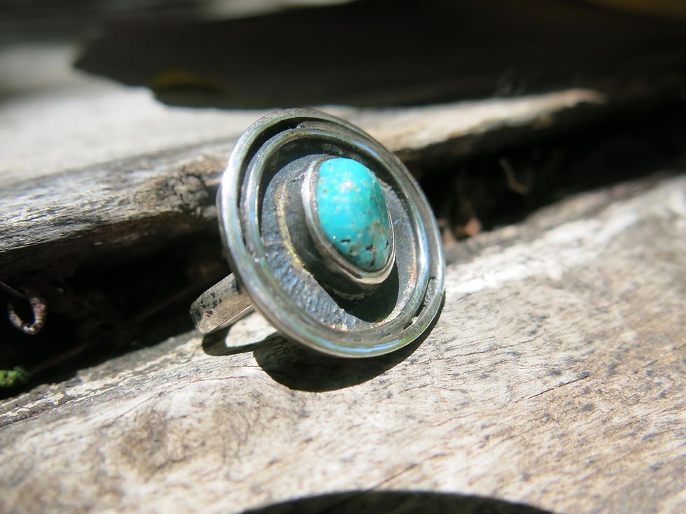 Thumbnail: Unique RAW Turquoise stone with sterling 3