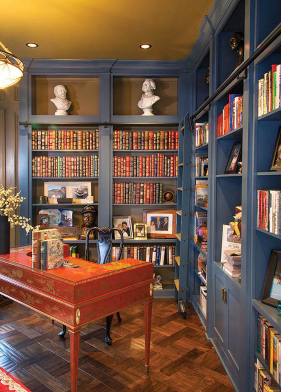 Custom parquet flooring in home library