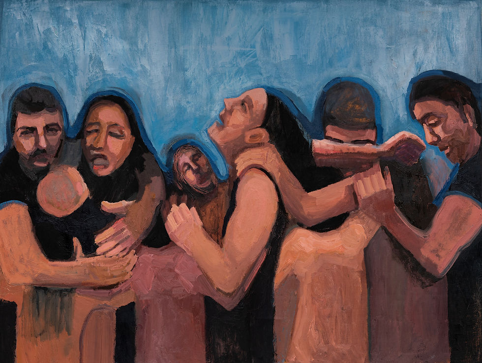 "El refugio en el abrazo". Óleo sobre lienzo (2025)