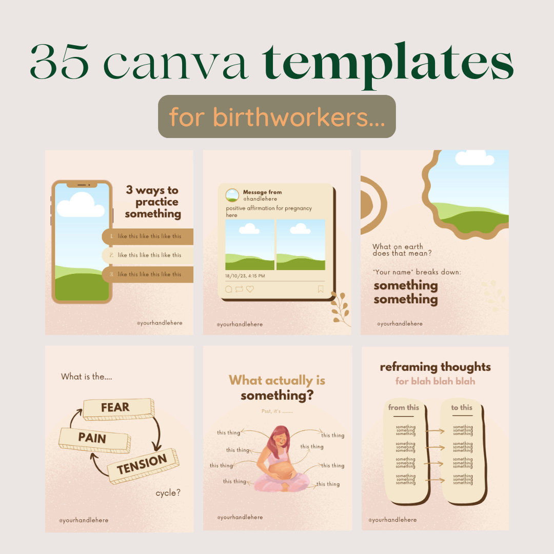 35 blank canva templates for birthworkers