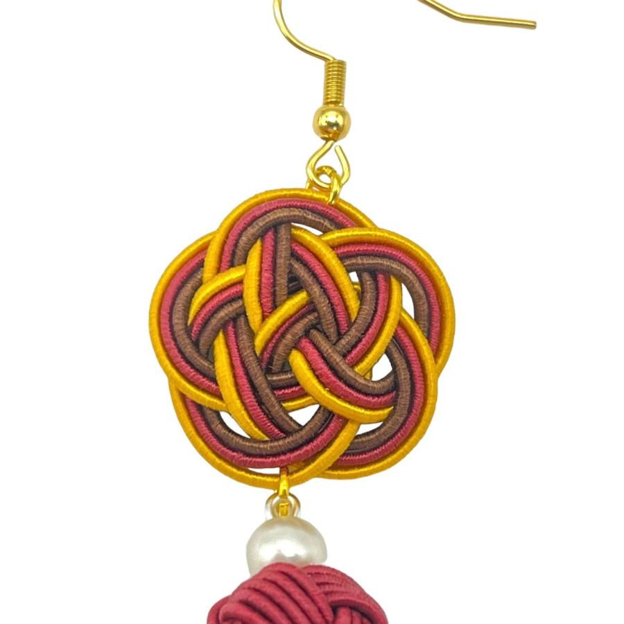 サムネイル： 「Shigemi」和風 水引・梅結び フックピアス 小　mizuhiki10