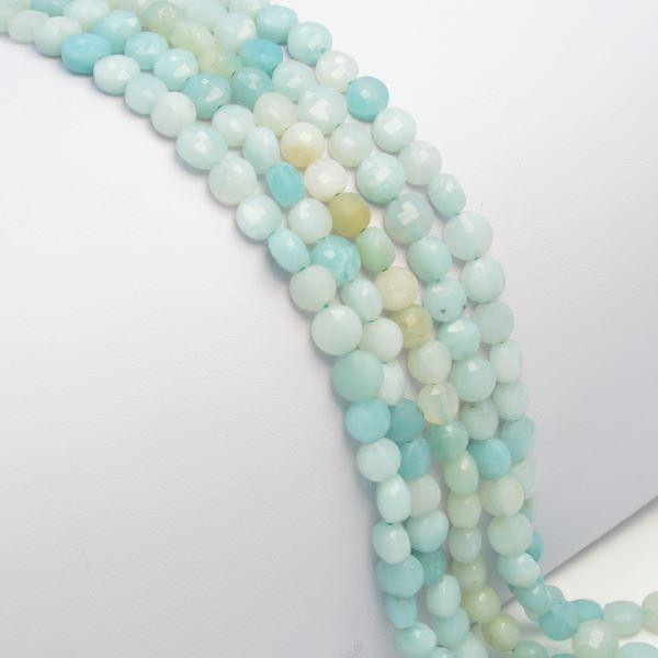 Amazonite beads flat faceted 6x4 mm