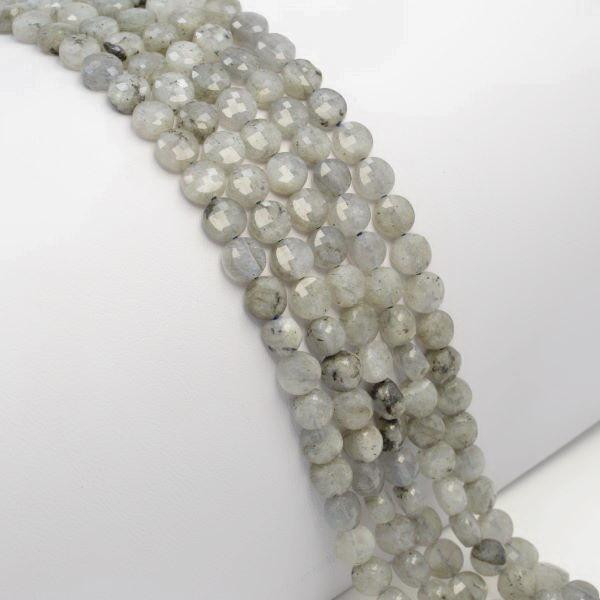 Beads Labradorite Stone flat faceted 6x4 mm