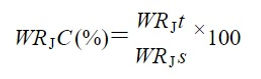 耐摩耗性基準試験片に対する比率式