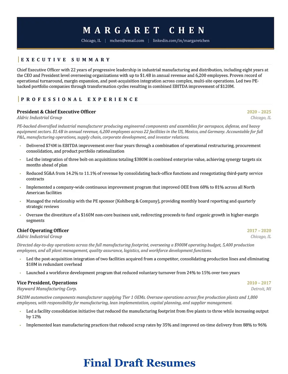 CEO Resume Sample