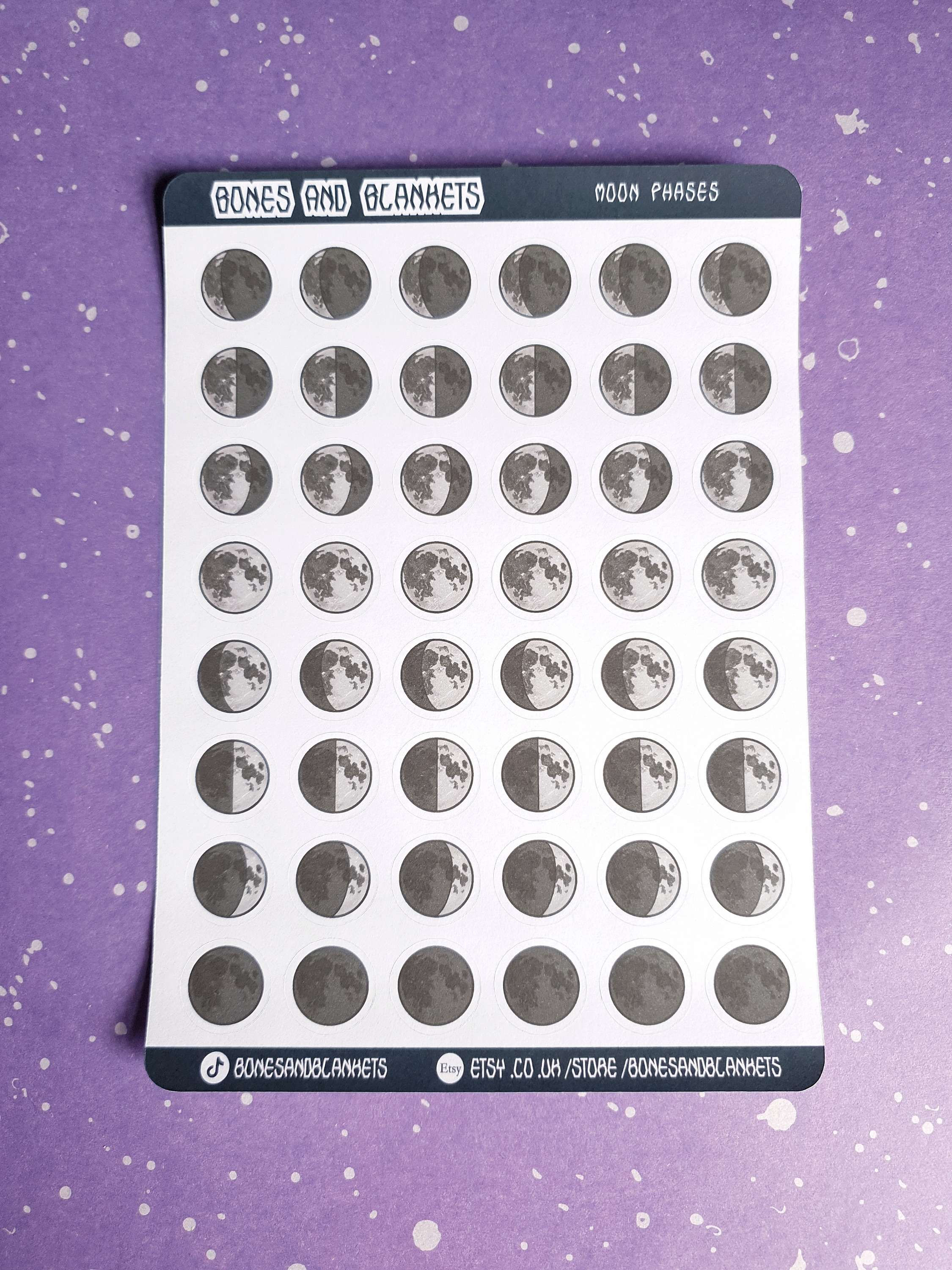 Moon phase sticker sheet