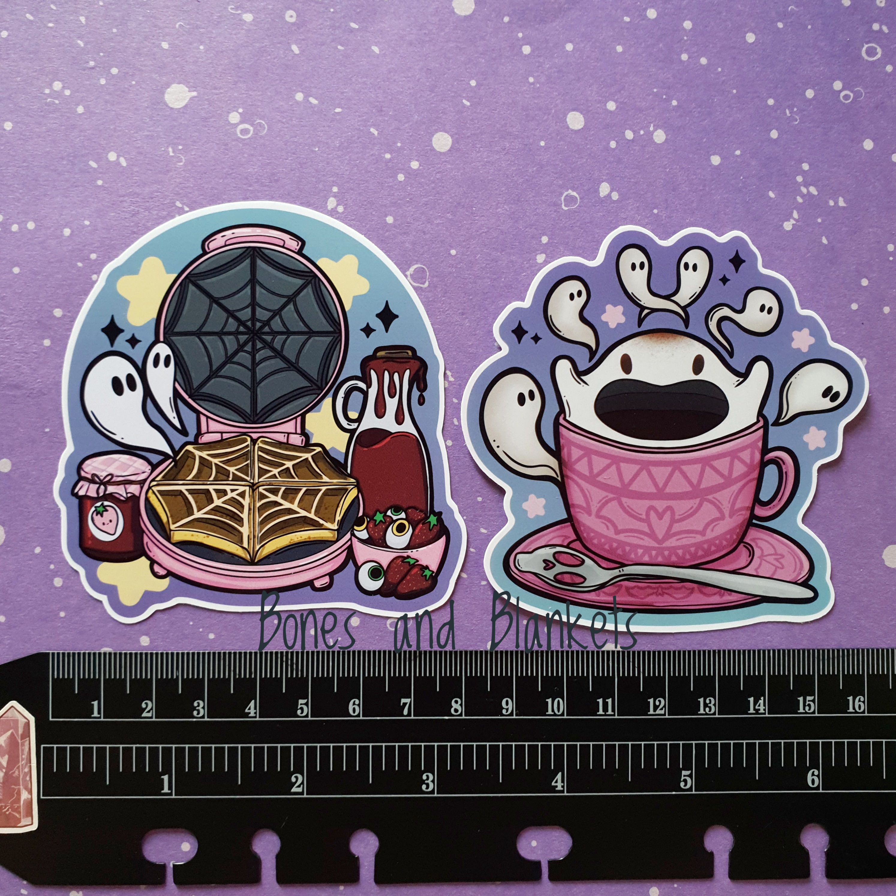 Ghost coffee and web waffles Stickers