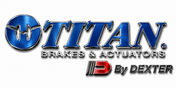 Titan by Dexter logo representing hydraulic trailer brakes, surge brake actuators, brake parts, and towing components available at Deer Valley Trailer.