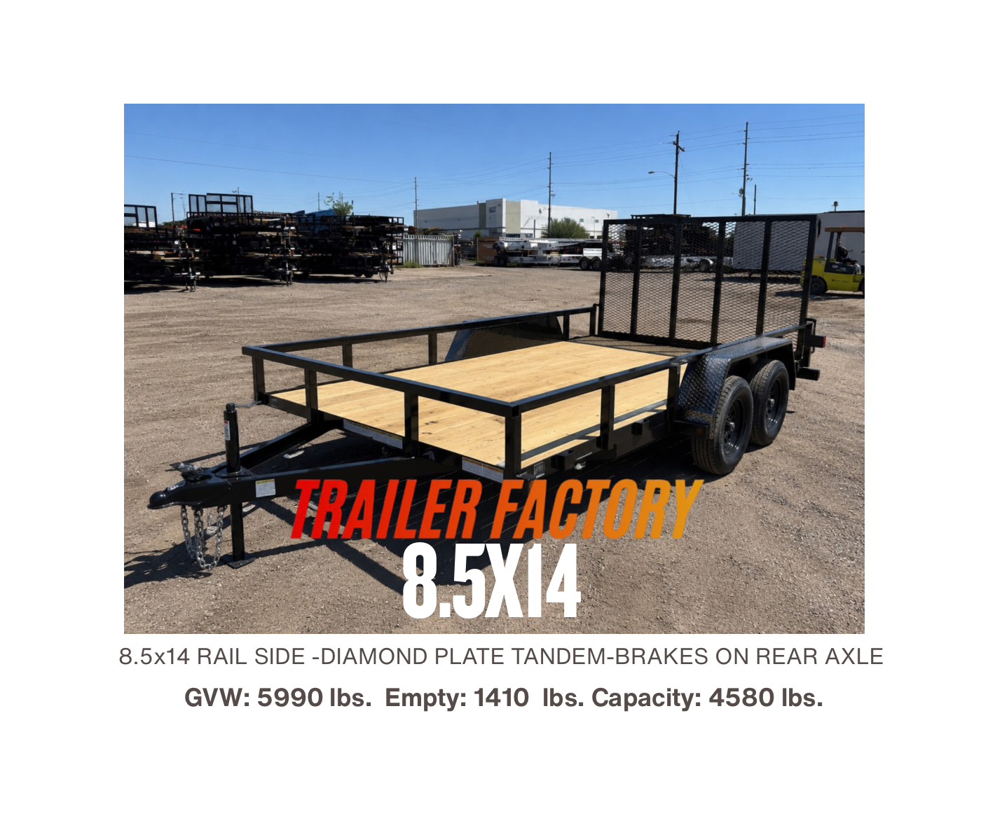 8.5x14 UTILITY TRAILER TANDEM AXLE- BRAKES - GATE #2024