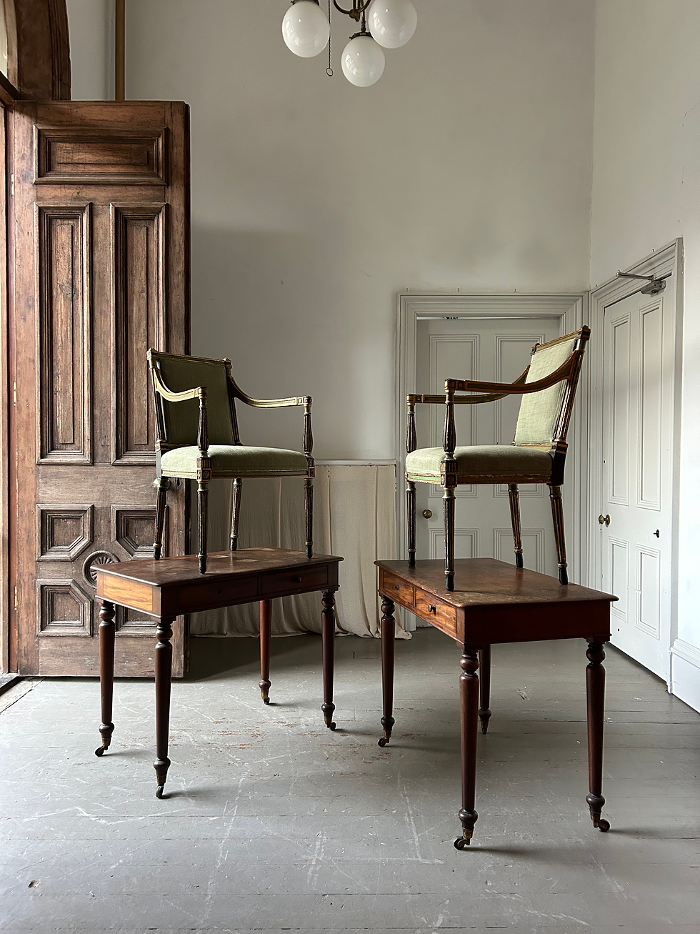 Thumbnail: PAIR OF 19TH CENTURY CHAIRS BY WRIGHT AND MANSFIELD IN THE ROBERT ADAM MANNER