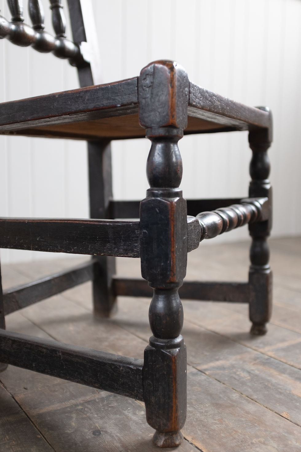 Thumbnail: 17TH CENTURY EARLY OAK BOBBIN CHAIR