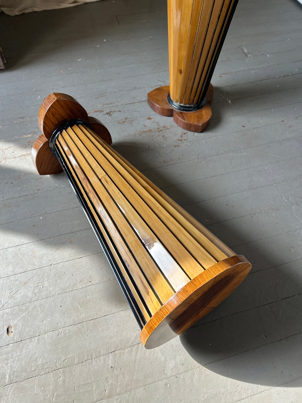 Thumbnail: 1930s MODERNIST WALNUT AND BEECH COLUMN STANDS