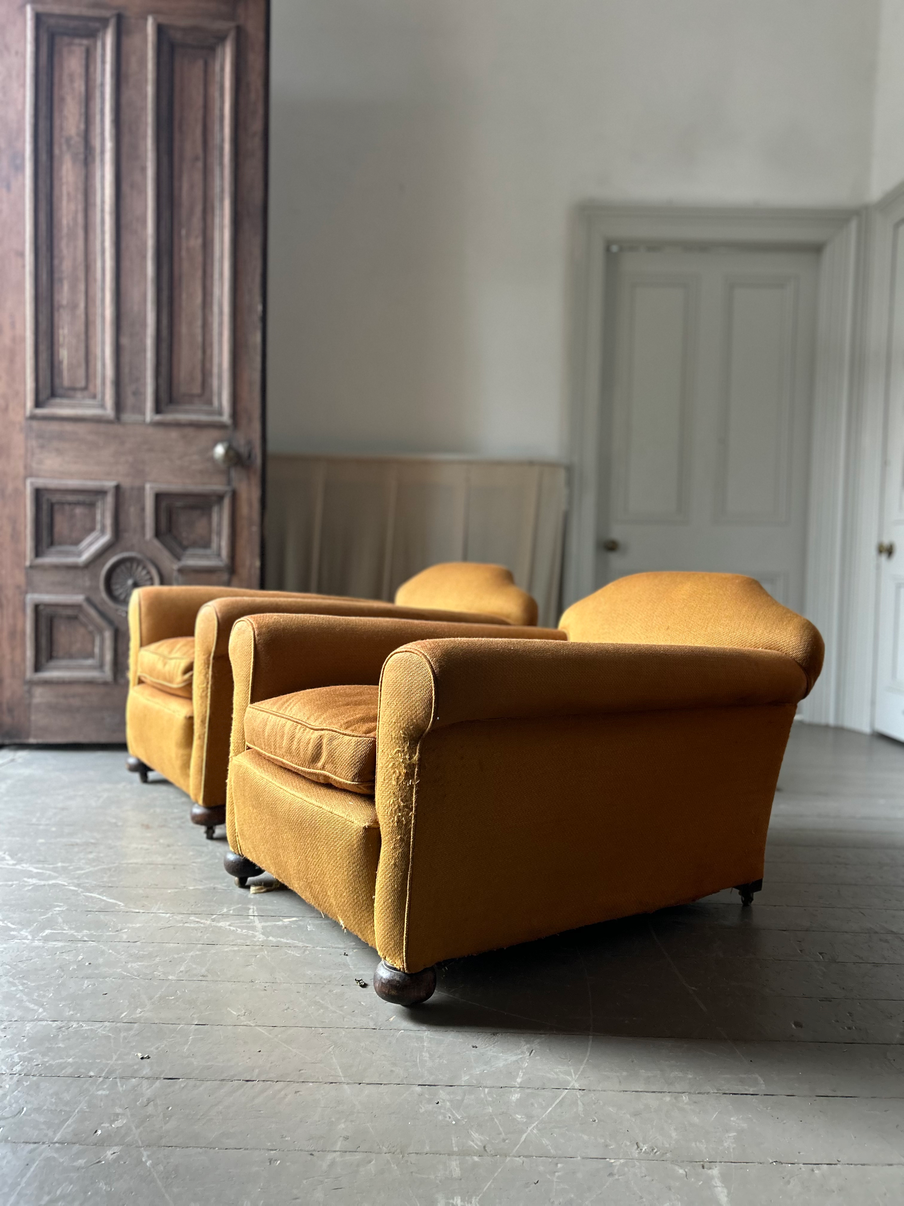 PAIR OF ART DECO DEEP SEATED ARMCHAIRS