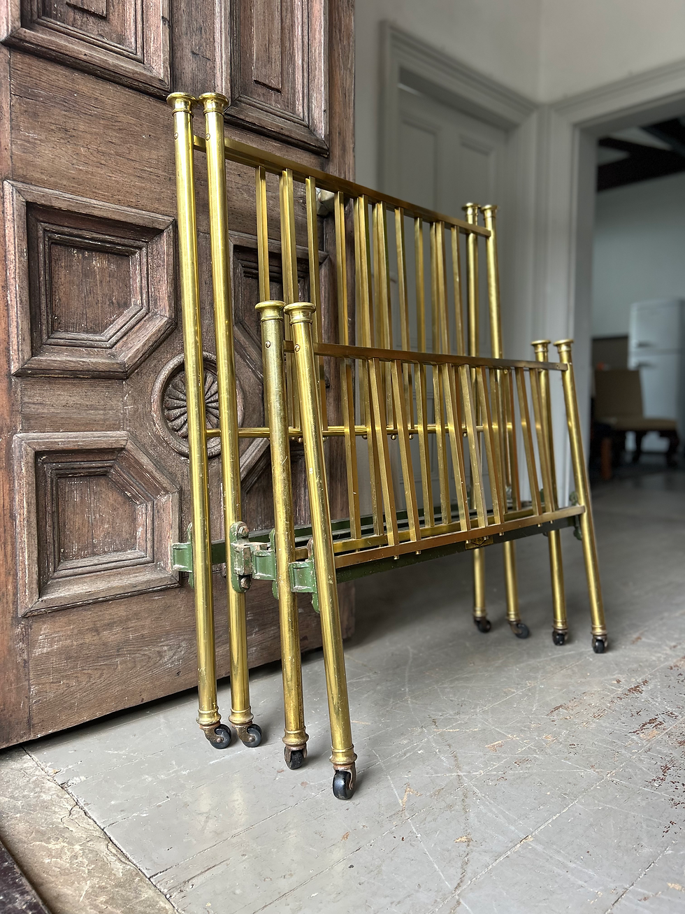 Thumbnail: HANDSOME EDWARDIAN PAIR OF SINGLE BRASS BEDS