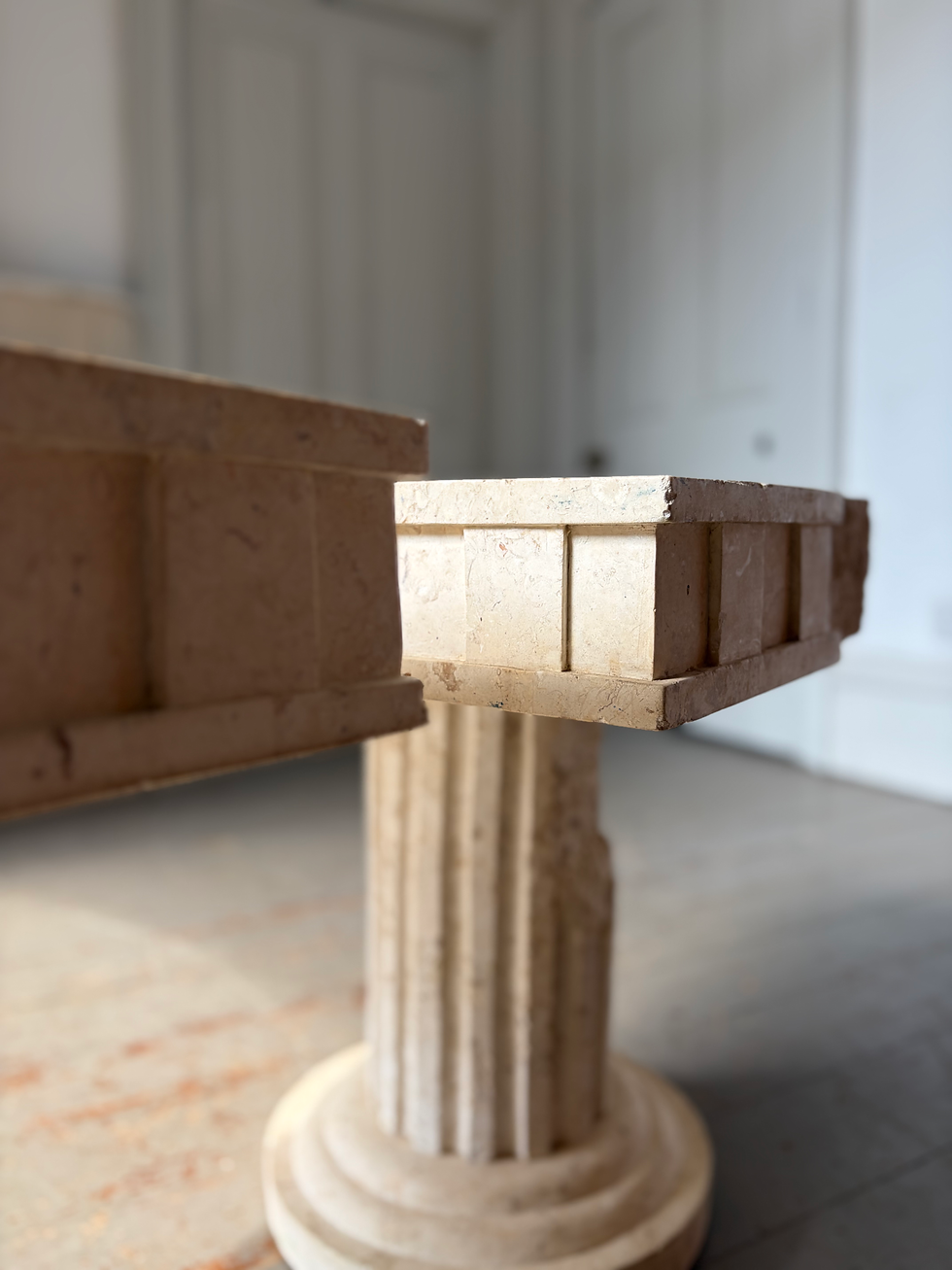 Thumbnail: 1980s POST MODERN TRAVERTINE RUIN SIDE TABLES