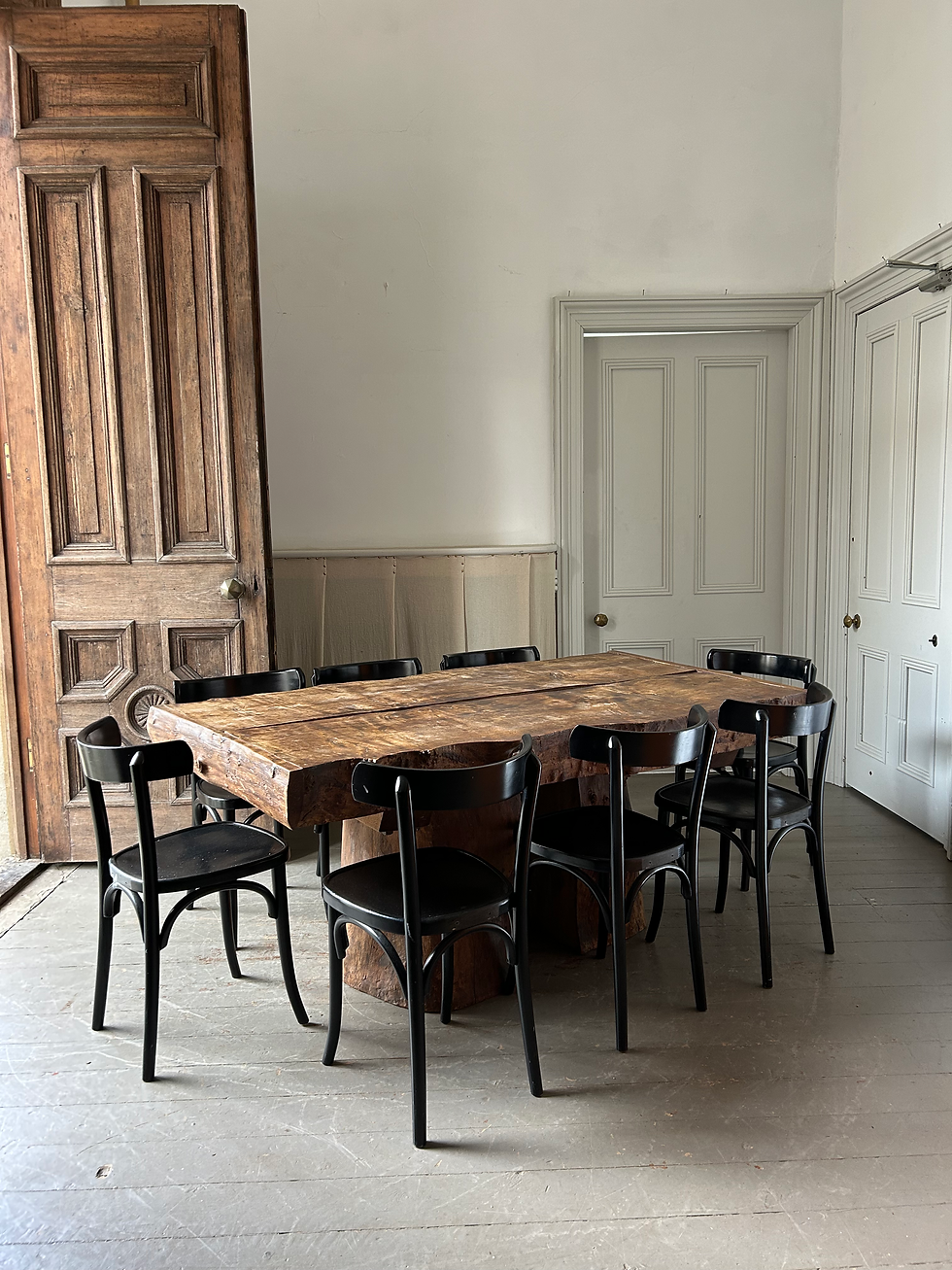 Thumbnail: MASSIVE FOLK BRUTALIST SLAB ELM TABLE