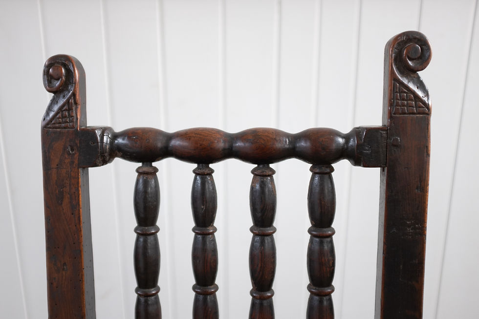 Thumbnail: 17TH CENTURY EARLY OAK BOBBIN CHAIR