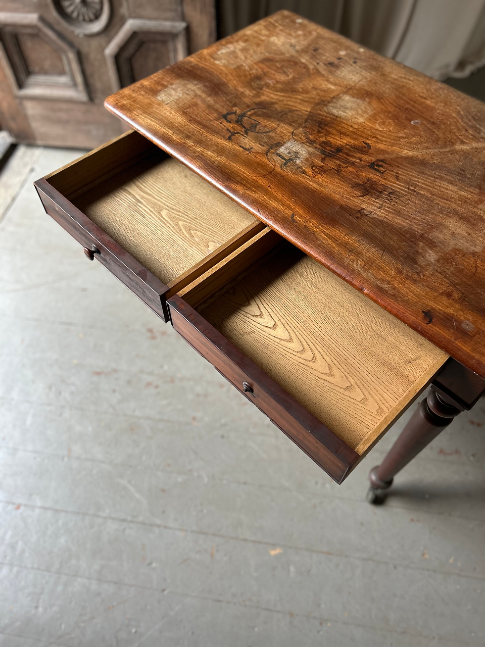 Thumbnail: RARE PAIR OF 19TH CENTURY COUNTRY HOUSE WRITING TABLES