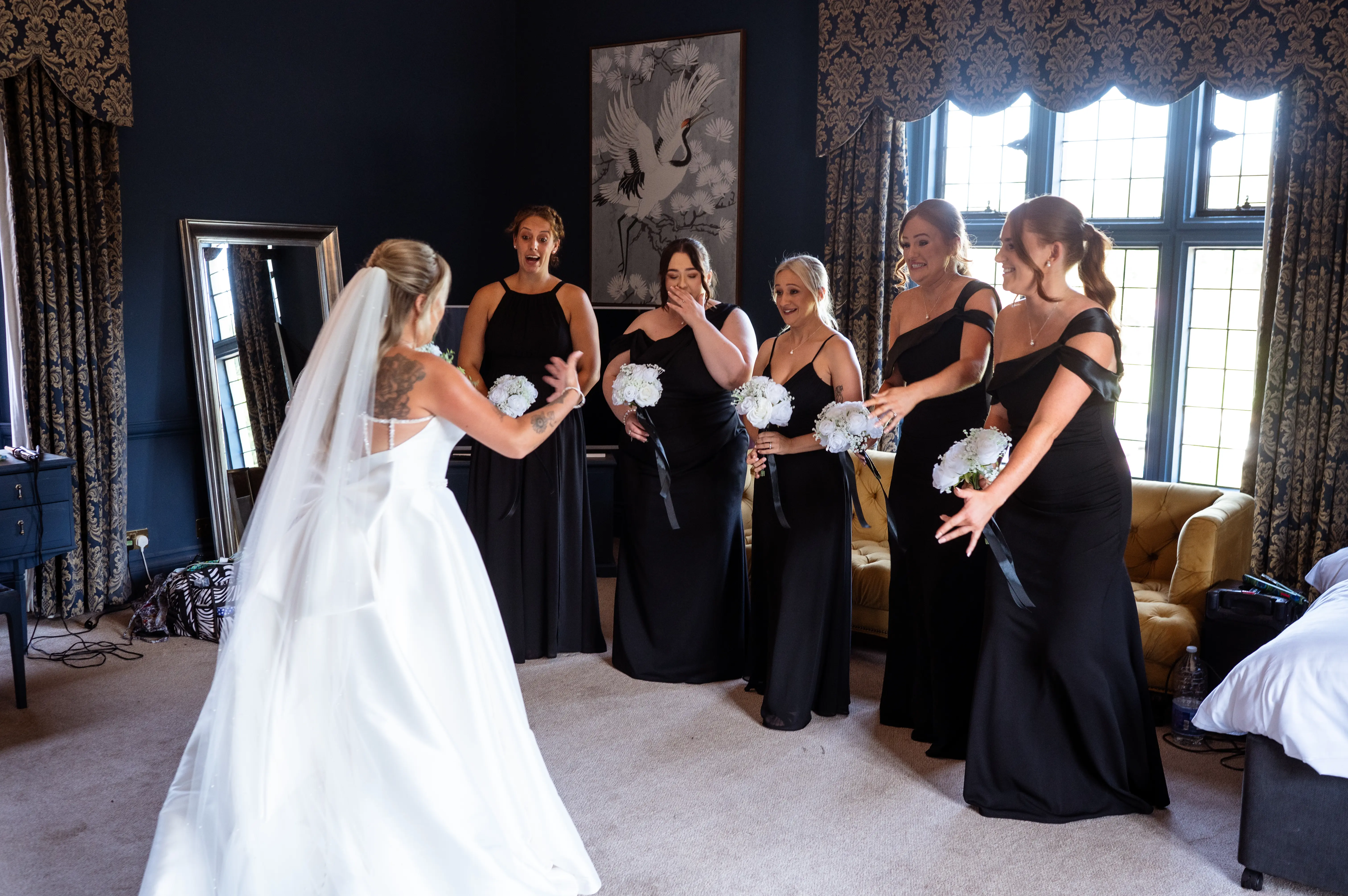 broome park hotel first look with bridal party
