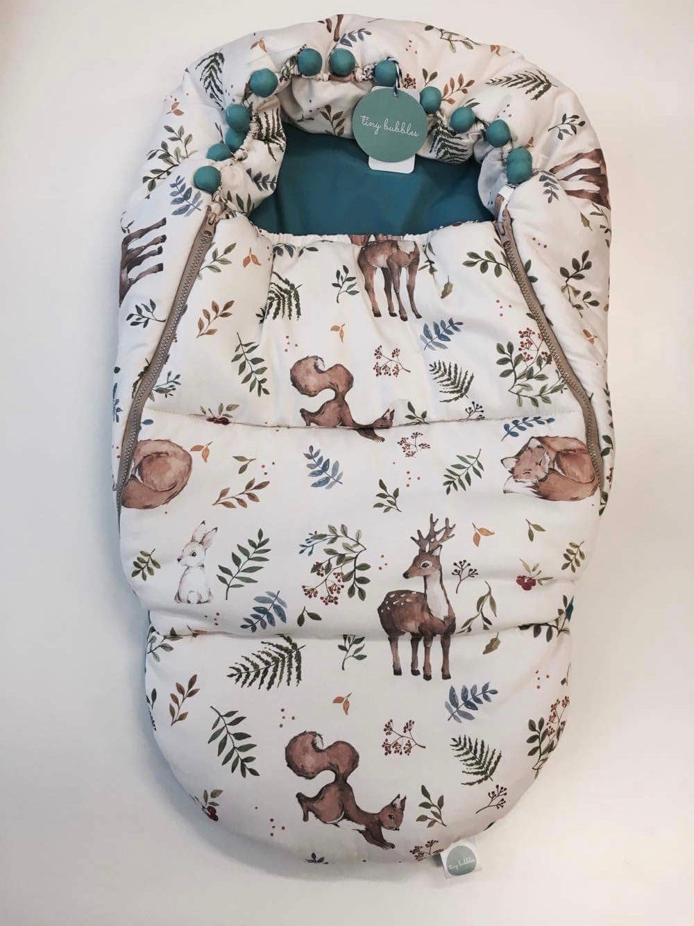 Śpiworek zimowy forest animals z turkusem