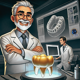Mature Age Dental technician beaming with pride over developing new skills and mastering Blender For Dental software.