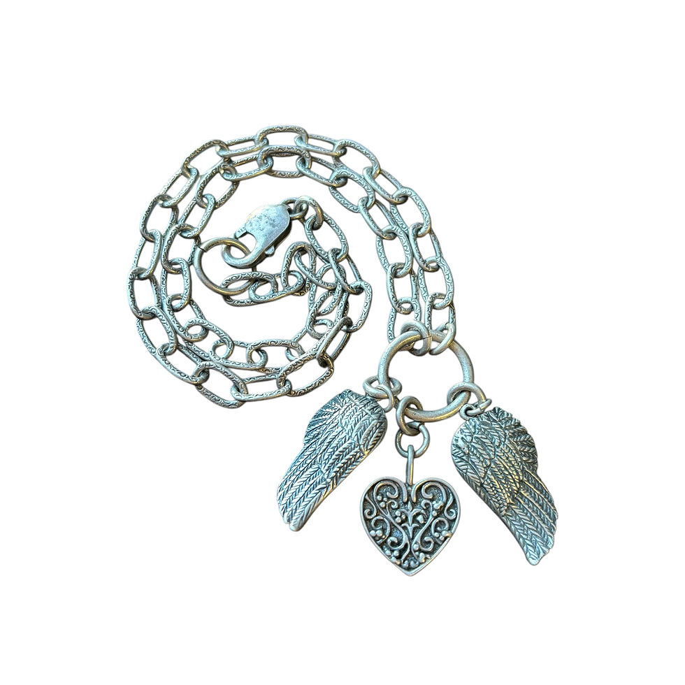 Thumbnail: Hammered Chain & Wings Sterling Necklace