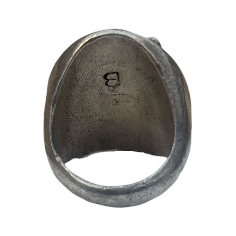 Thumbnail: Stamped Feather and Turquoise Ring