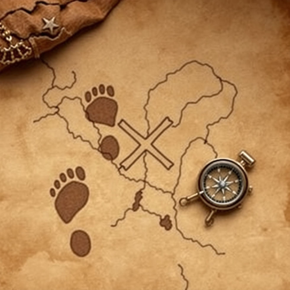 Treasure map with footprints, compass, and an X.jpg