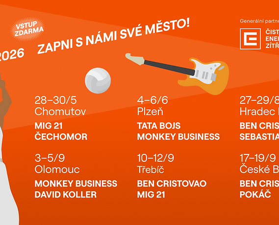 ČEZfest 2026: Tři dny plné hudby, sportu a letního kina v šesti městech
