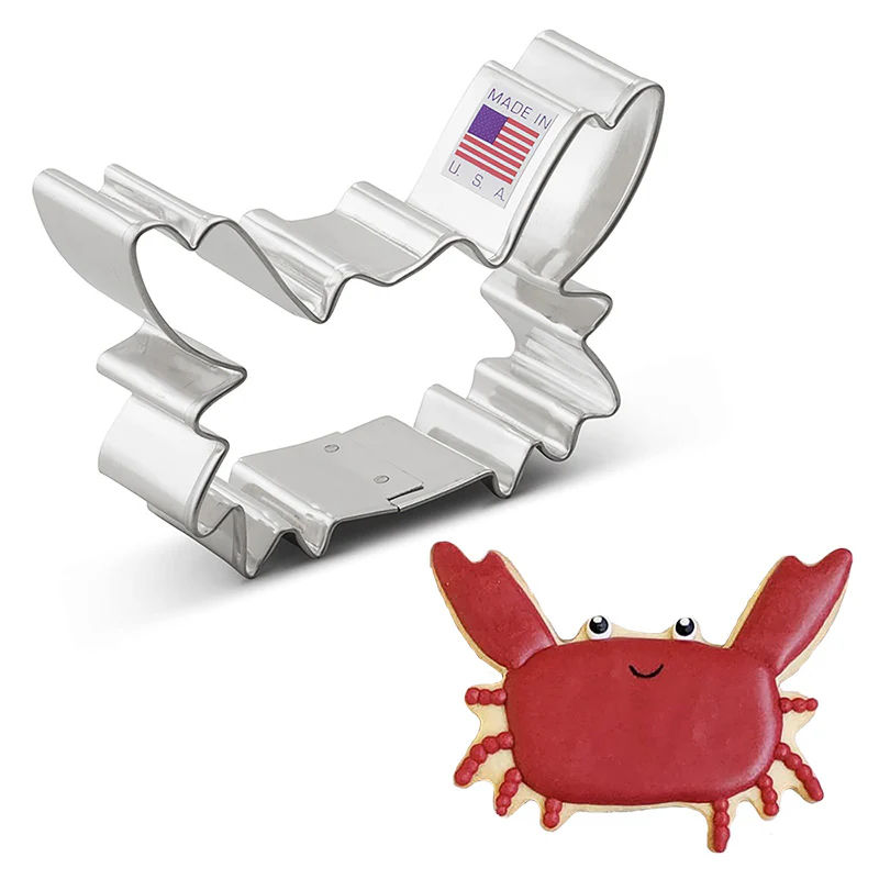 metal crab cookie cutter by Ann Clark for ocean and beach themed cookies